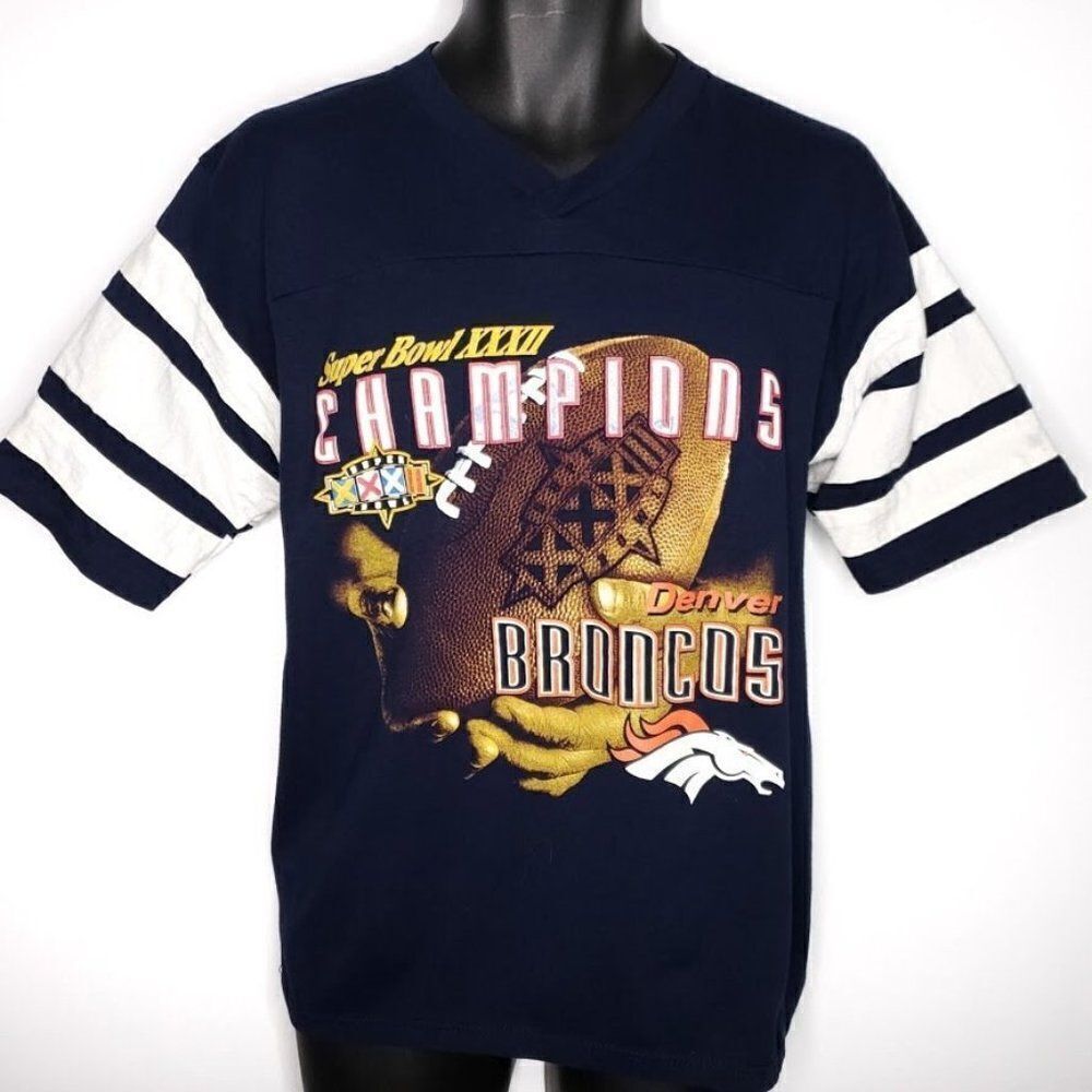 Super Bowl XXXII T Shirt Vintage 90s 1998 Denver Broncos Champions Made In USA M